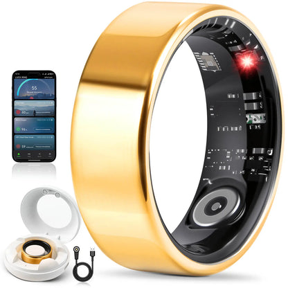 Ringconn Smart Health Ring: Advanced Fitness Monitoring and Health Tracking with AI-Powered Detection, Compatible with Android and iOS Wearable Devices