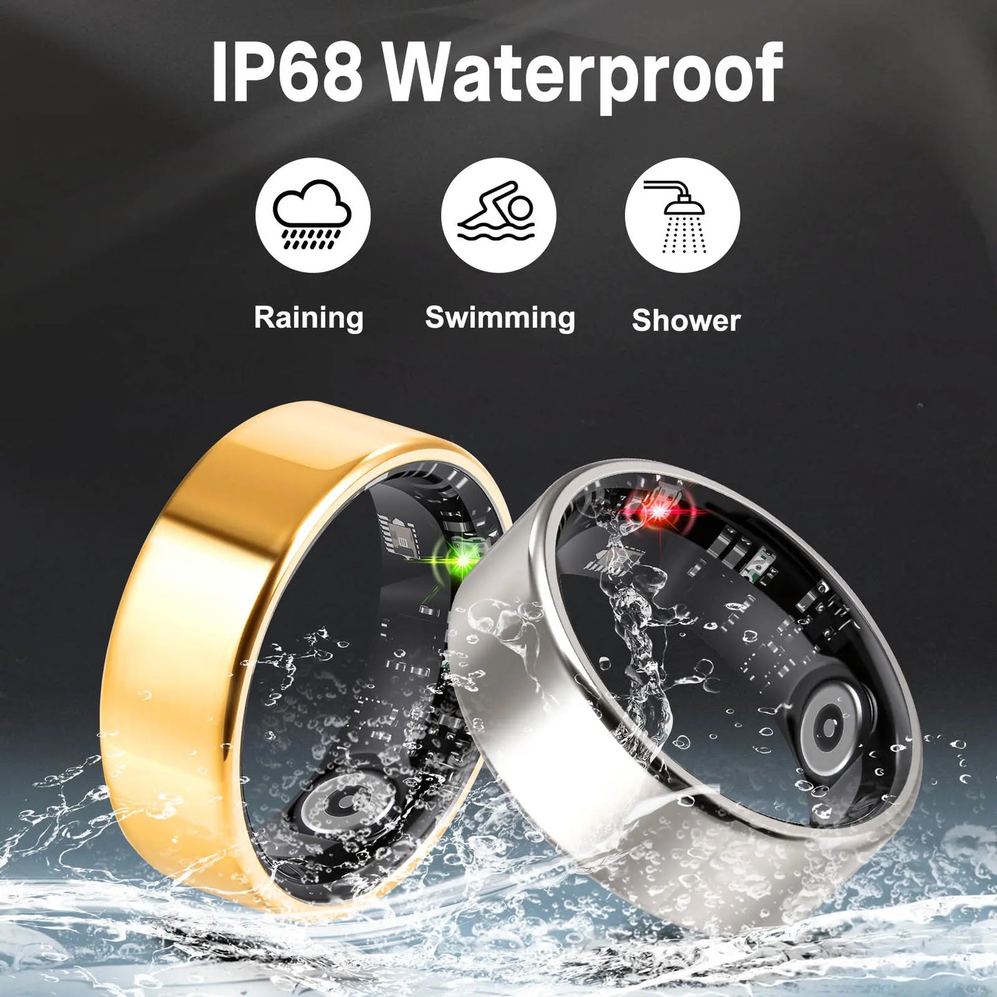 Ringconn Smart Health Ring: Advanced Fitness Monitoring and Health Tracking with AI-Powered Detection, Compatible with Android and iOS Wearable Devices