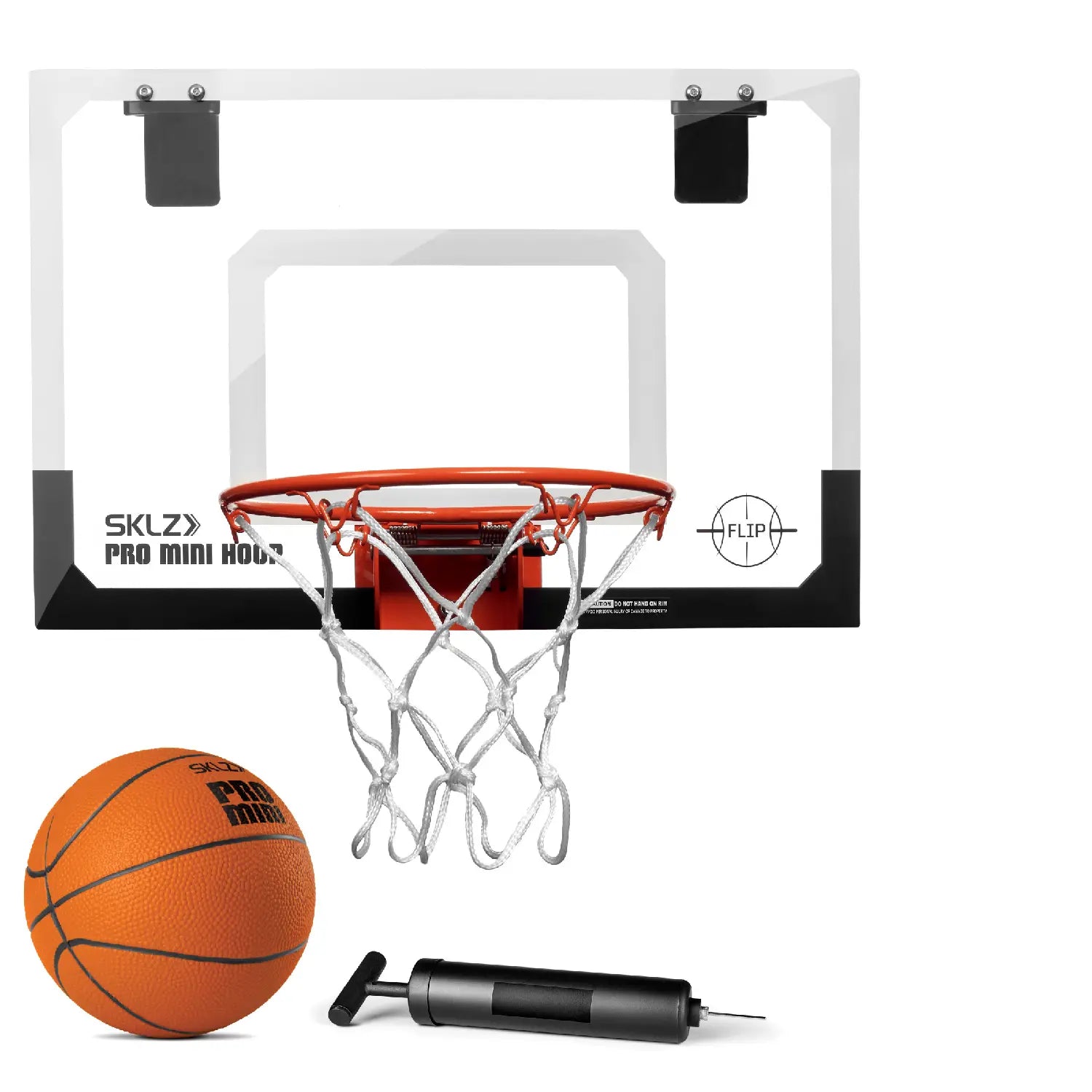 SKLZ Pro Mini Hoop Over-The-Door Basketball System with Spring-Loaded Flip-Up Rim, Shatterproof Backboard, and 5-Inch Ball