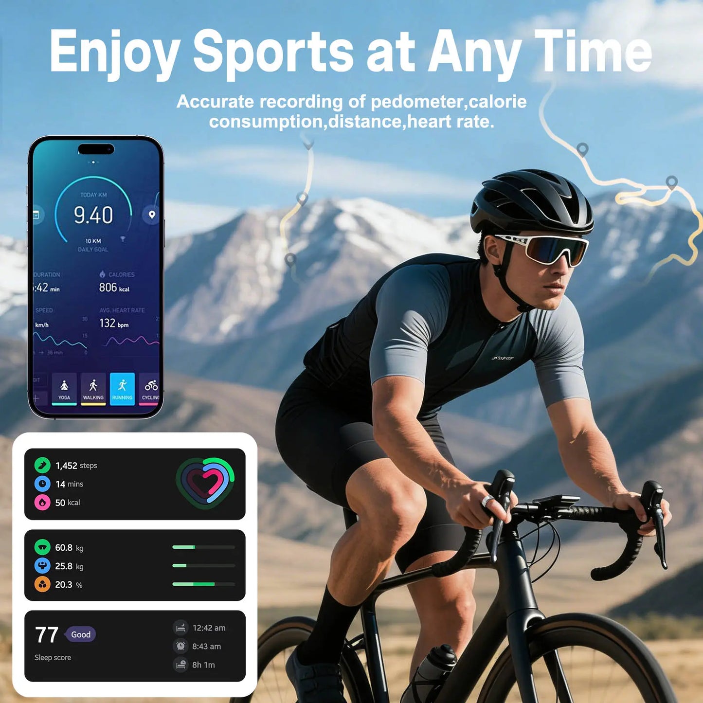 Ringconn Smart Health Ring: Advanced Fitness Monitoring and Health Tracking with AI-Powered Detection, Compatible with Android and iOS Wearable Devices