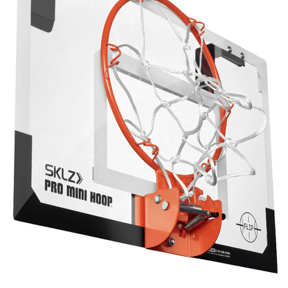 SKLZ Pro Mini Hoop Over-The-Door Basketball System with Spring-Loaded Flip-Up Rim, Shatterproof Backboard, and 5-Inch Ball